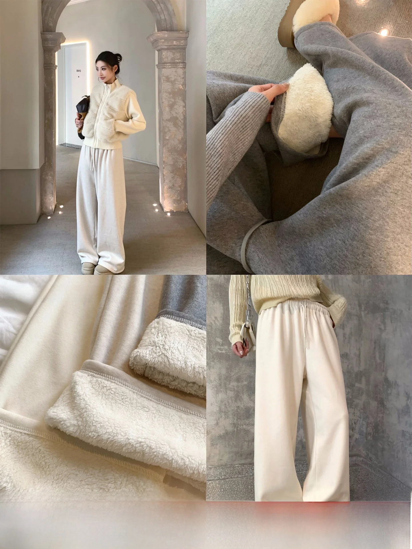 

GV Long Velvet Thiened Winter Pants Dstring Straight Leg Women's Trousers Autumn Winter New Sle High Waist Long Pants