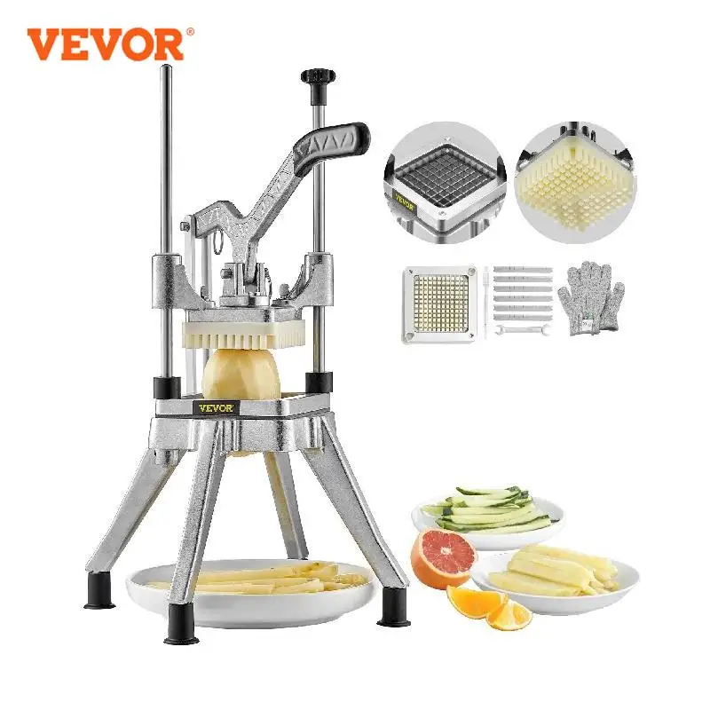 VEVOR Coupe-Frites Professionnel Manuel Coupe-Légumes Multifonction Commercial en Inox Lame de 0,64