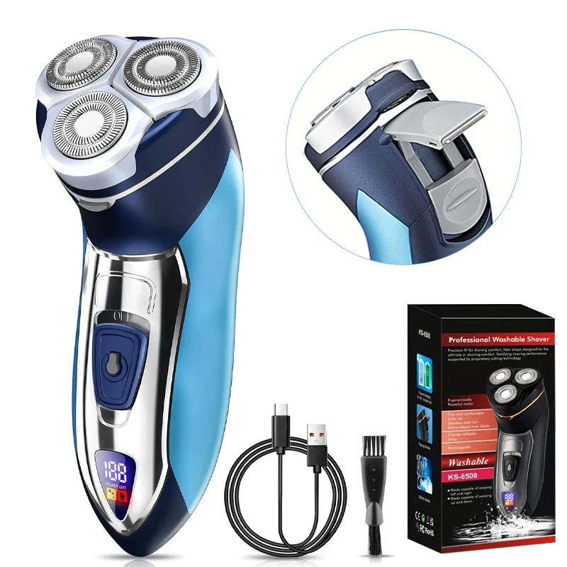 

Мужская электробритва 2 в 1 с 3D-плавающей головкой | Зарядка Type-C, IPX6, для влажного и сухого бритья, вращающаяся бритва, удобная для путешествий