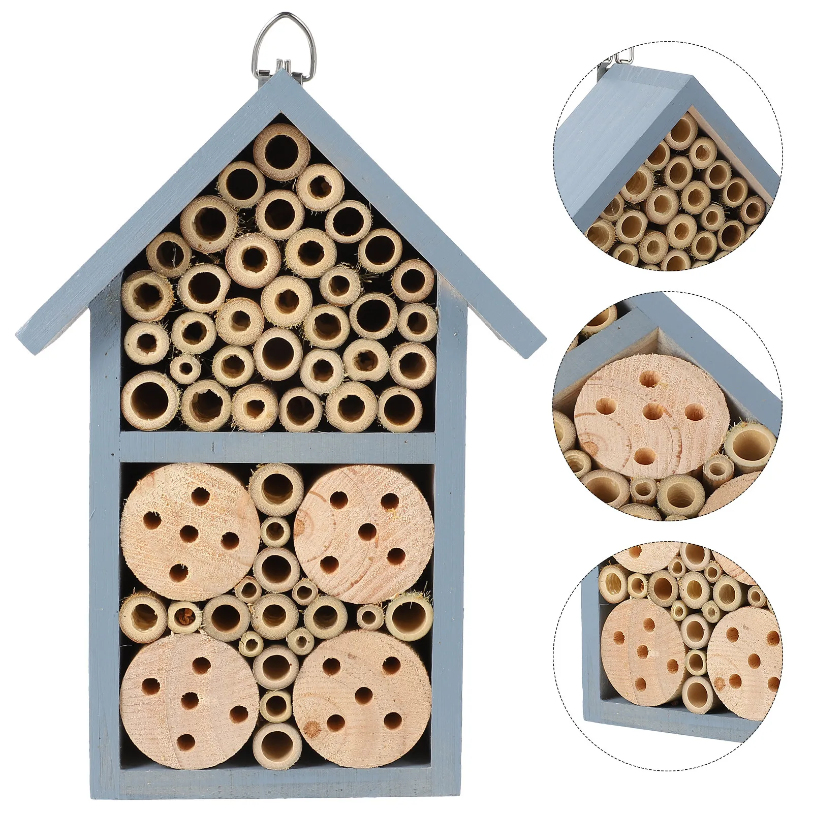 1Pcs Wooden Insect Garden Decorative Bee Nest for Ladybugs Outdoor Hibernation Shelter Hanging Cabin Wooden Bee