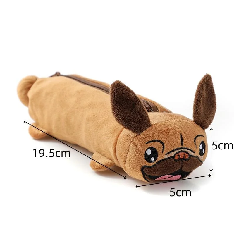 لطيف الكرتون أفخم الكلب مقلمة متعددة الوظائف حقيبة التخزين محفظة نسائية للعملات المعدنية Kawaii ألعاب من نسيج مخملي حقيبة طالب لوازم مكتبية