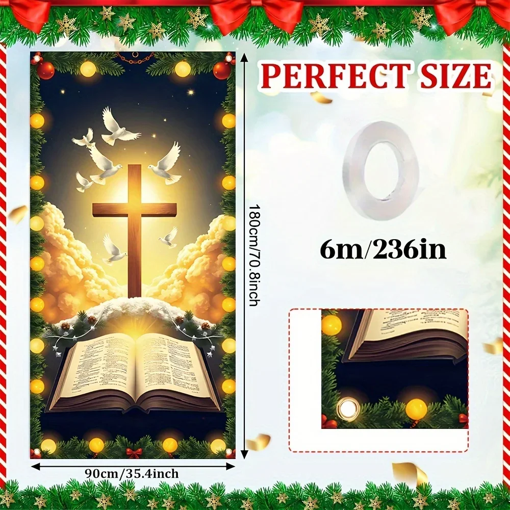 Door canopy flag, multi-purpose flag for the front door of the Jesus Birthday Farmhouse view 3