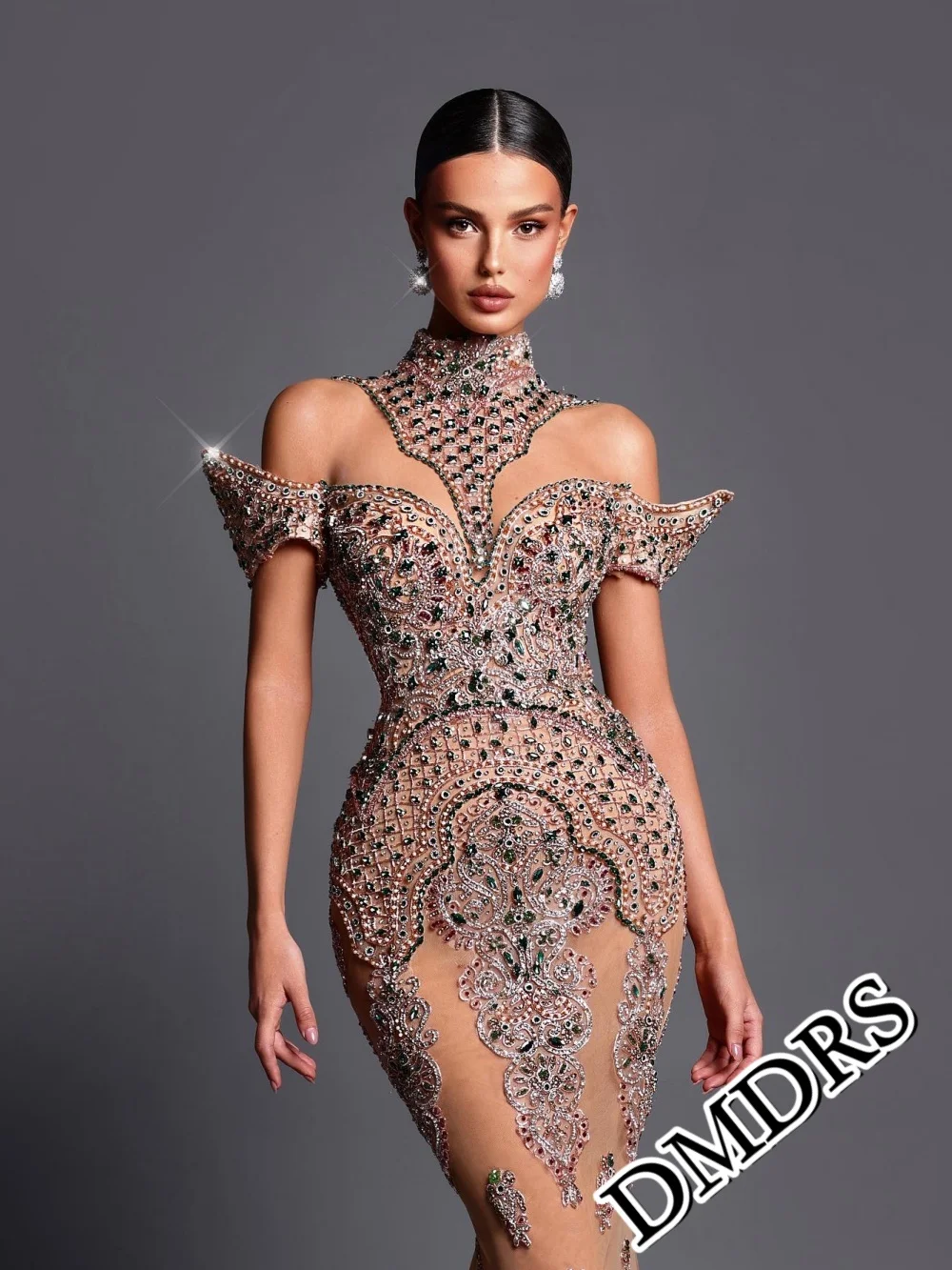 

DMDRS Luxurious Off-Shoulder Evening Dress 2026 Charming Appliquéd Party Gown Classic Crystal Floor-Length Party Dresses فسا