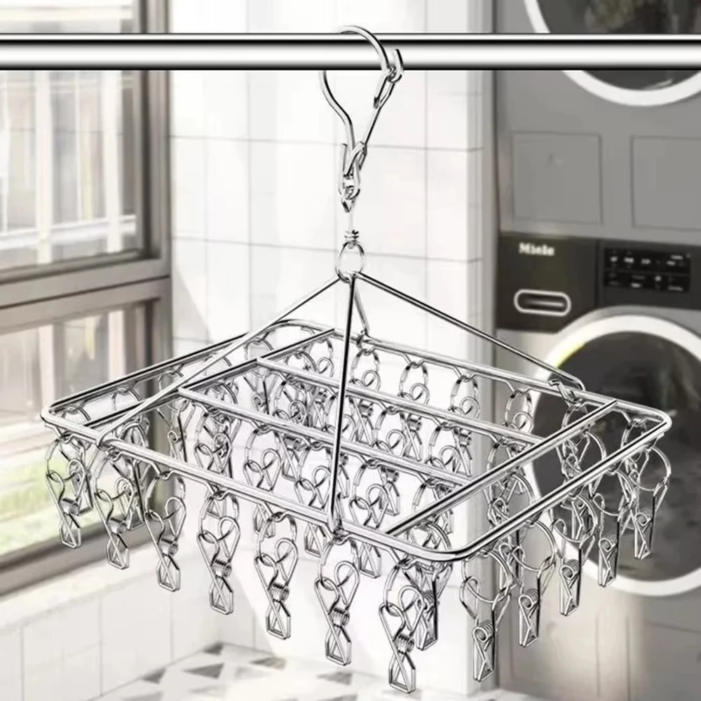 Stainless Steel Windproof Clothespin Laundry Hanger Bra Sock Towel Clothesline Hook Clothes Rack Peg Dryer Airer Drying