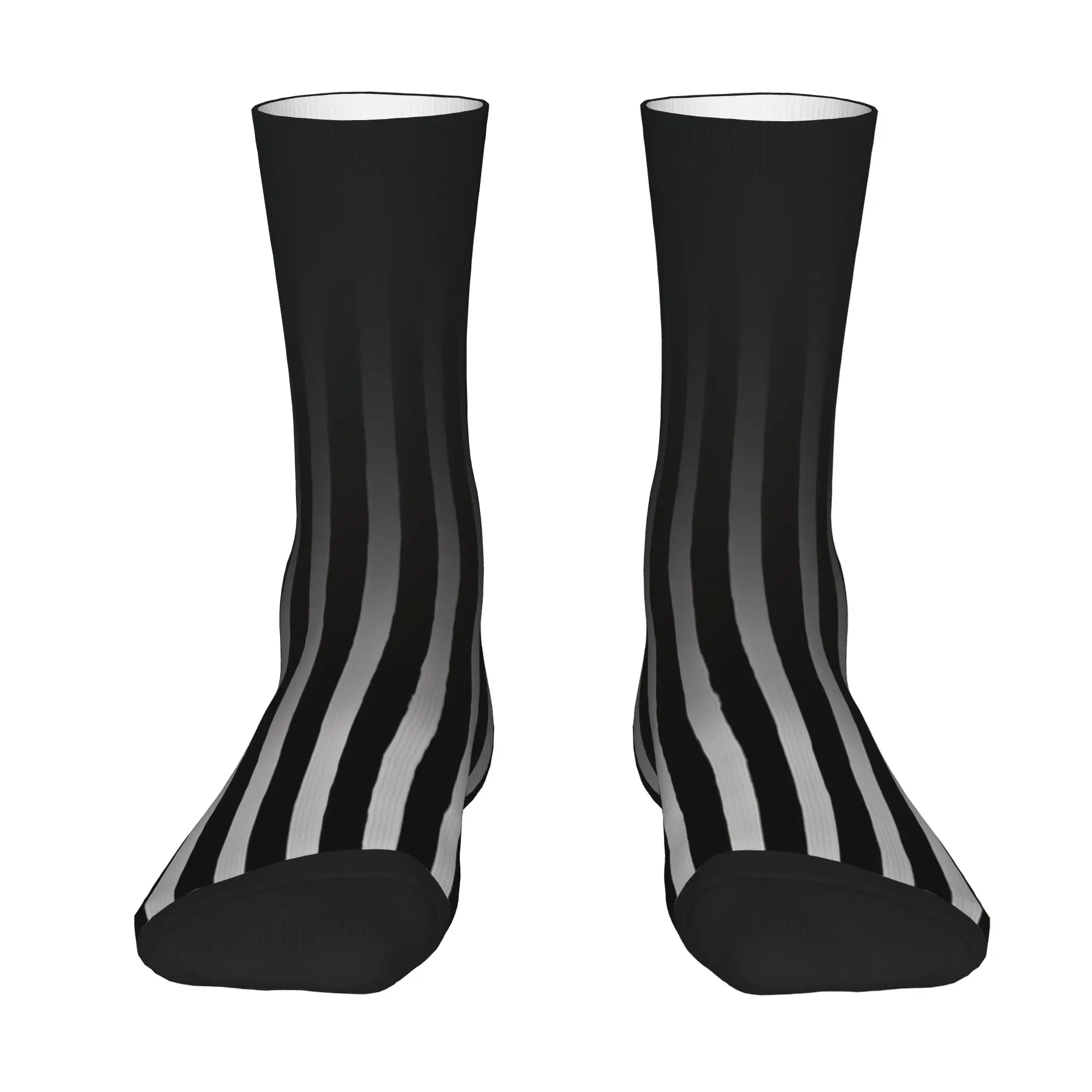 Gradient Black White Vertical Stripe Stockings  Graphic Casual Socks Winter Anti Skid Socks Men's Cycling Warm Soft Socks