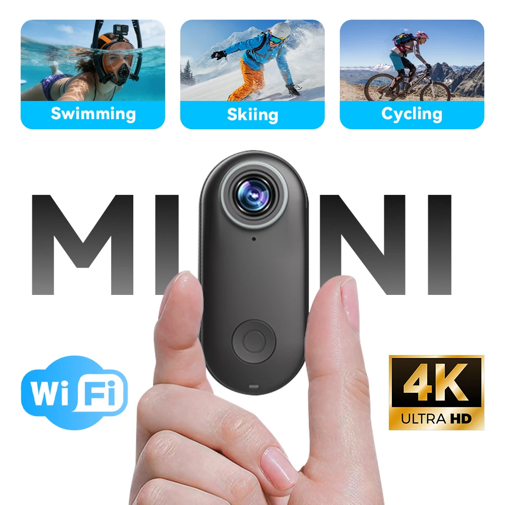 4K HD Mini Action Camera WiFi Thumb POV Body Cam Wearable Helmet Recorder Magnetic Sports Camera Waterproof Cycling Travel