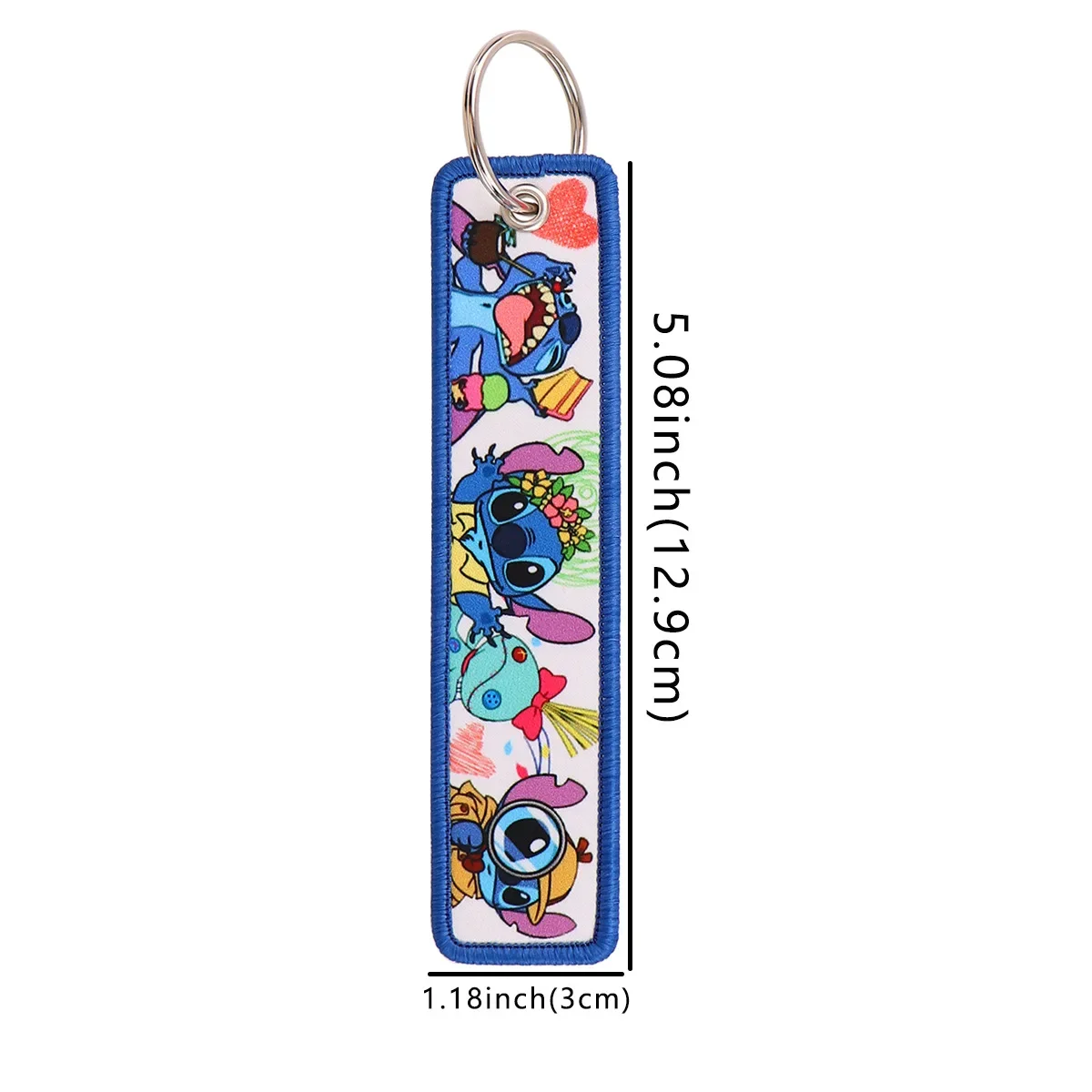 11 Colors Disney Stitch Cartoon Woven Mark Keychain Pendant Stitch Anime Figure Rope Pendant Fabric Key Chain Anime Accessories