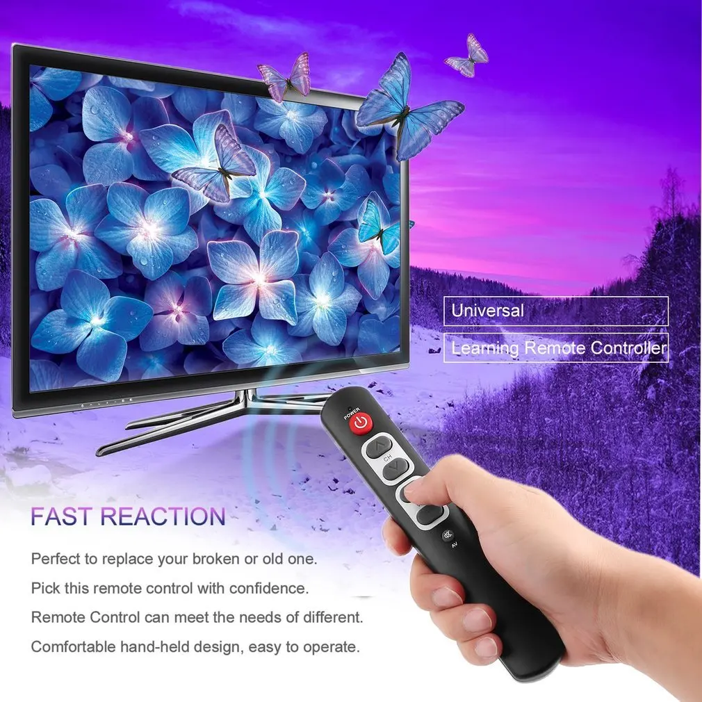 6 Keys Learning Remote Control with Big Buttons Unit Replacement for TV STB DVD HIFI Universal 433 Mhz IR Wireless Controller