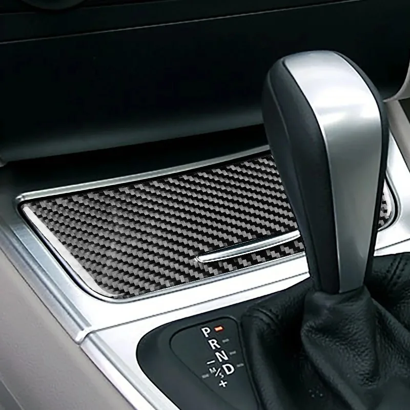 ل BMW 1 سلسلة E81 E82 E87 E88 2008-2013 ألياف الكربون ملصقات والعتاد التحول لوحة صندوق تخزين غطاء التصميم الداخلي ملحق