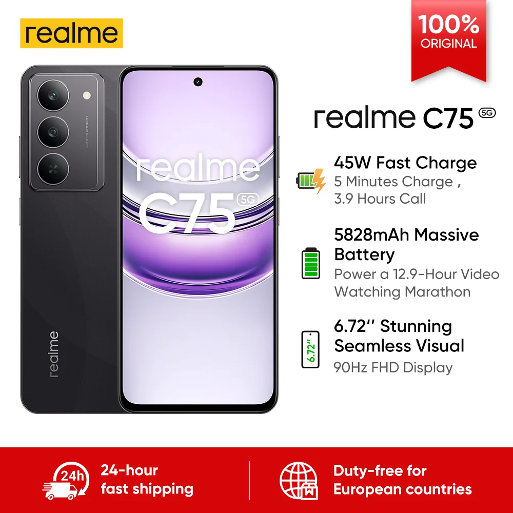 Globale Version realme C75 5G Smartphone Dimensity 6300 6000mAh 45W 6,67 Zoll 120Hz Display 32MP Kamera NFC IP64 8GB 256GB