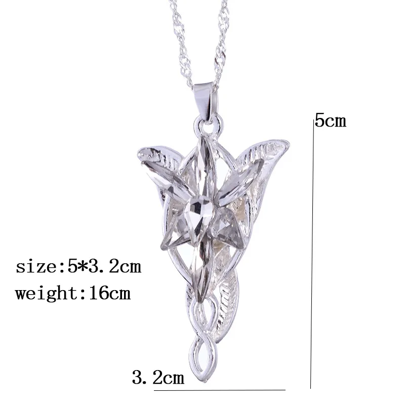 20PCS/Lot Arwen Evenstar Necklace The Elves Princess Fashion Crystal Cubic Zirconia Stone Pendant For Women Wedding Gift