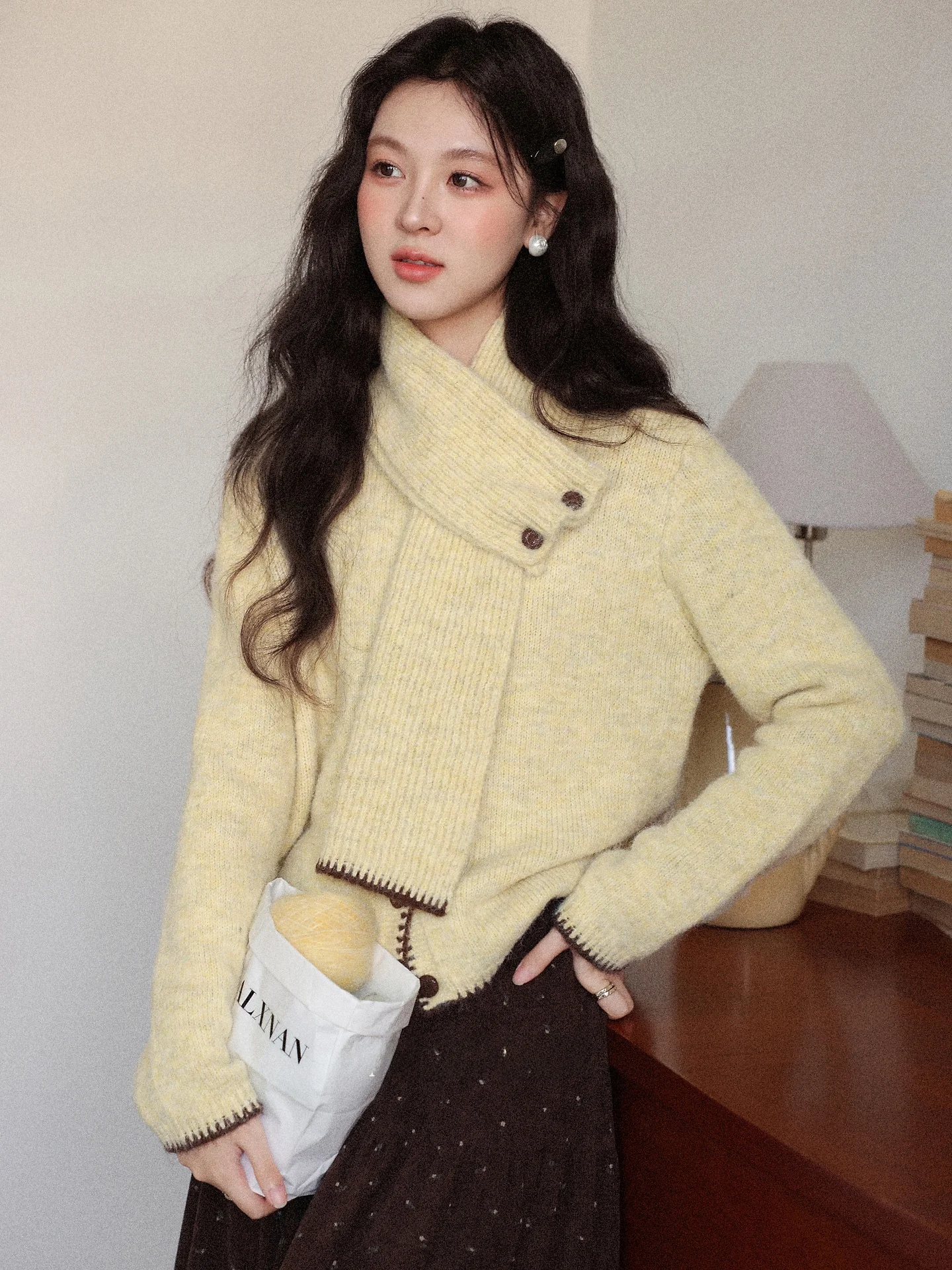 

Женский вязаный свитер South Deer Mango из шерсти, желтый, свободного кроя, с длинными рукавами, круглым вырезом, мягкий, удобный, зимний топ