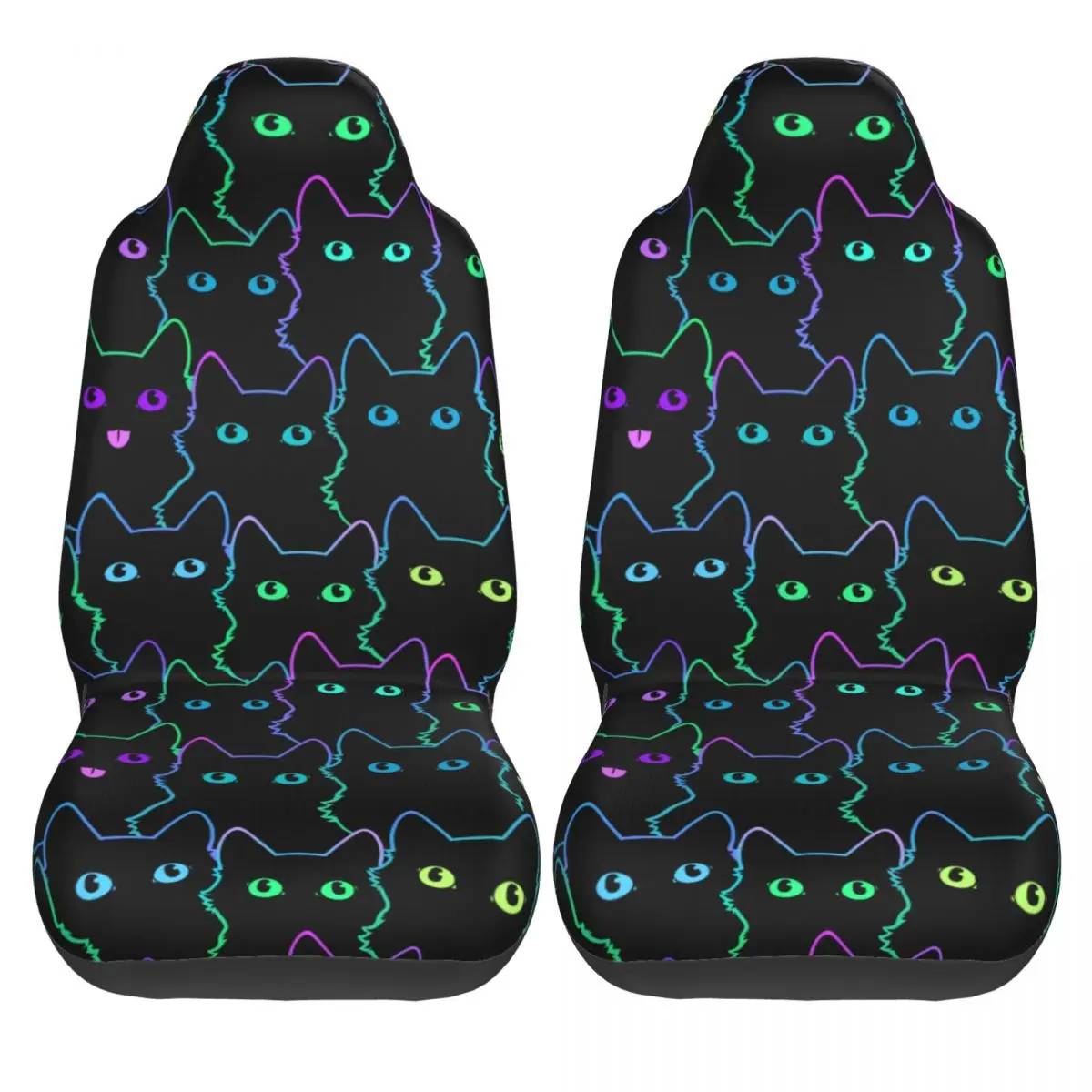 Colorful Cat Silhouettes Universal Car Seat Cover Four Seasons AUTOYOUTH Cartoon Black Cats Car Seat Cushion Seat Protector