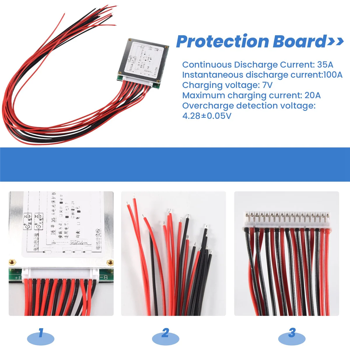 16S 60V 35A Li-Ion Lithium 18650 Battery BMS PCB Protection Board with UPS Energy Inverter