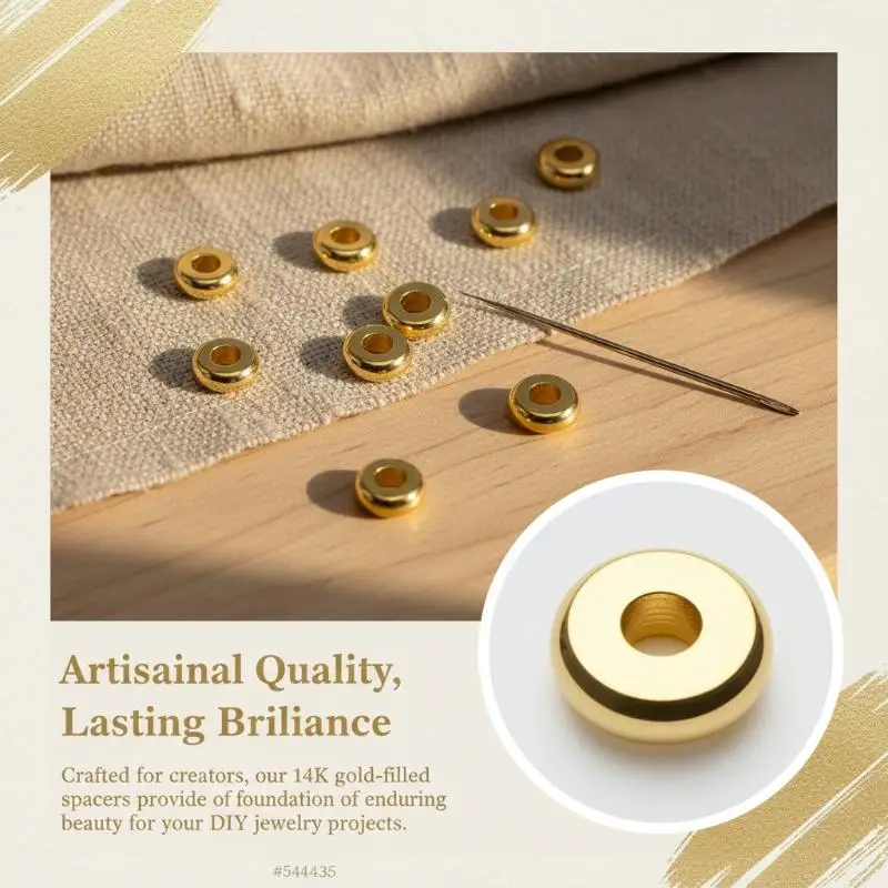 Tarnish Resistant Gold Plated Brass Flat Spacer Beads 50Pcs Jewelry Fittings for DIY Bracelet Jewelry Making