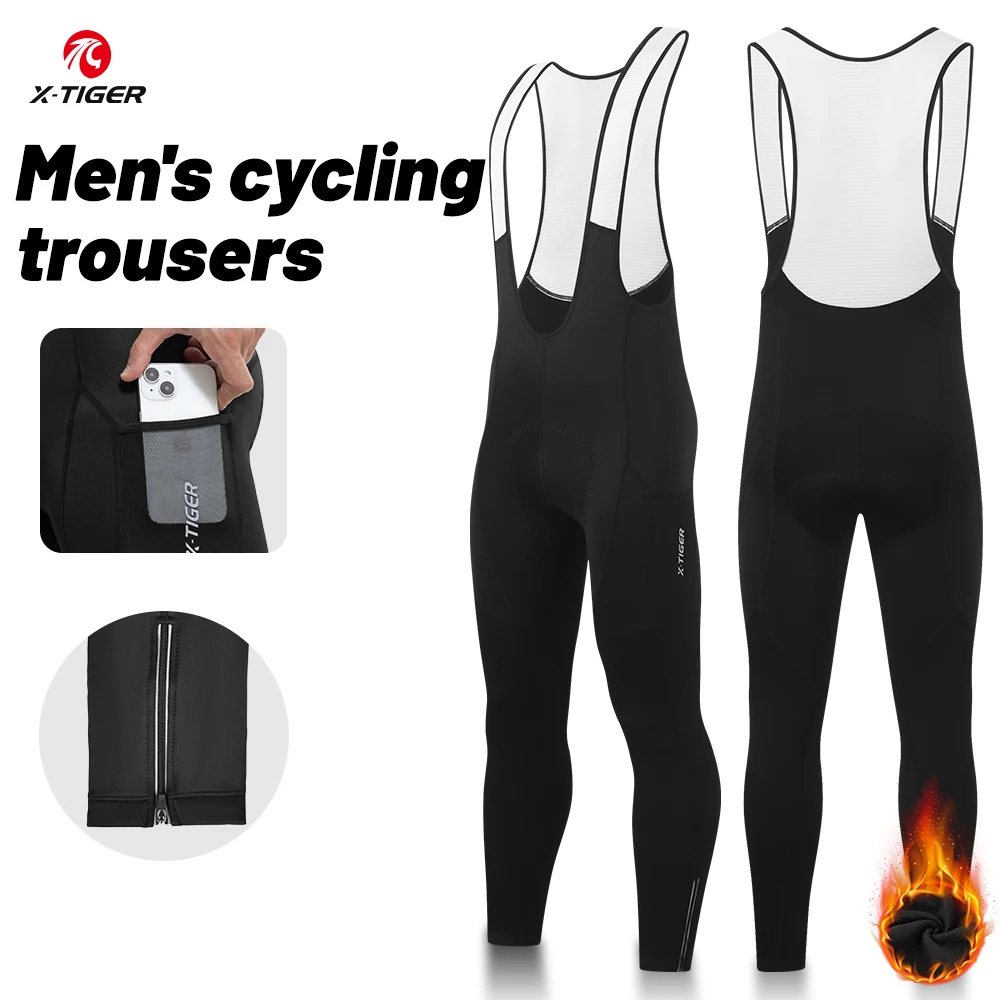 X-TIGER Cycling Trousers Winter Thermal Mountain Bike Long Cycling Pants Bicycle Tights 5D Gel Pad Cycling Pant Warm Pant