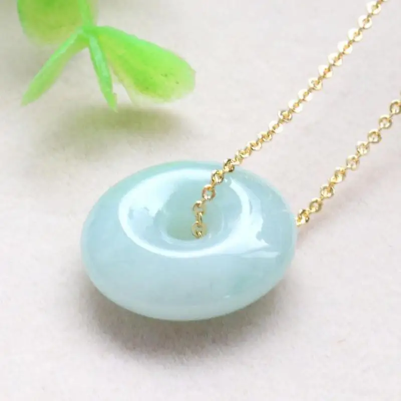 

Подвеска-бублик из натурального бирманского нефрита 25 мм, класс А, жадеит из Мьянмы, ожерелье для женщин, подлинный бирманский нефритовый камень, кулон-бублик, ожерелья