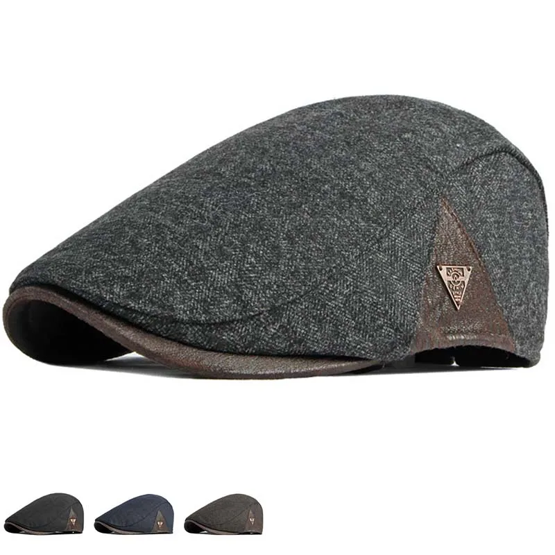 

British Retro Beret Hat For Men Winter Thick Warm Newsboy Cap Fashion Outdoor Casual Cap