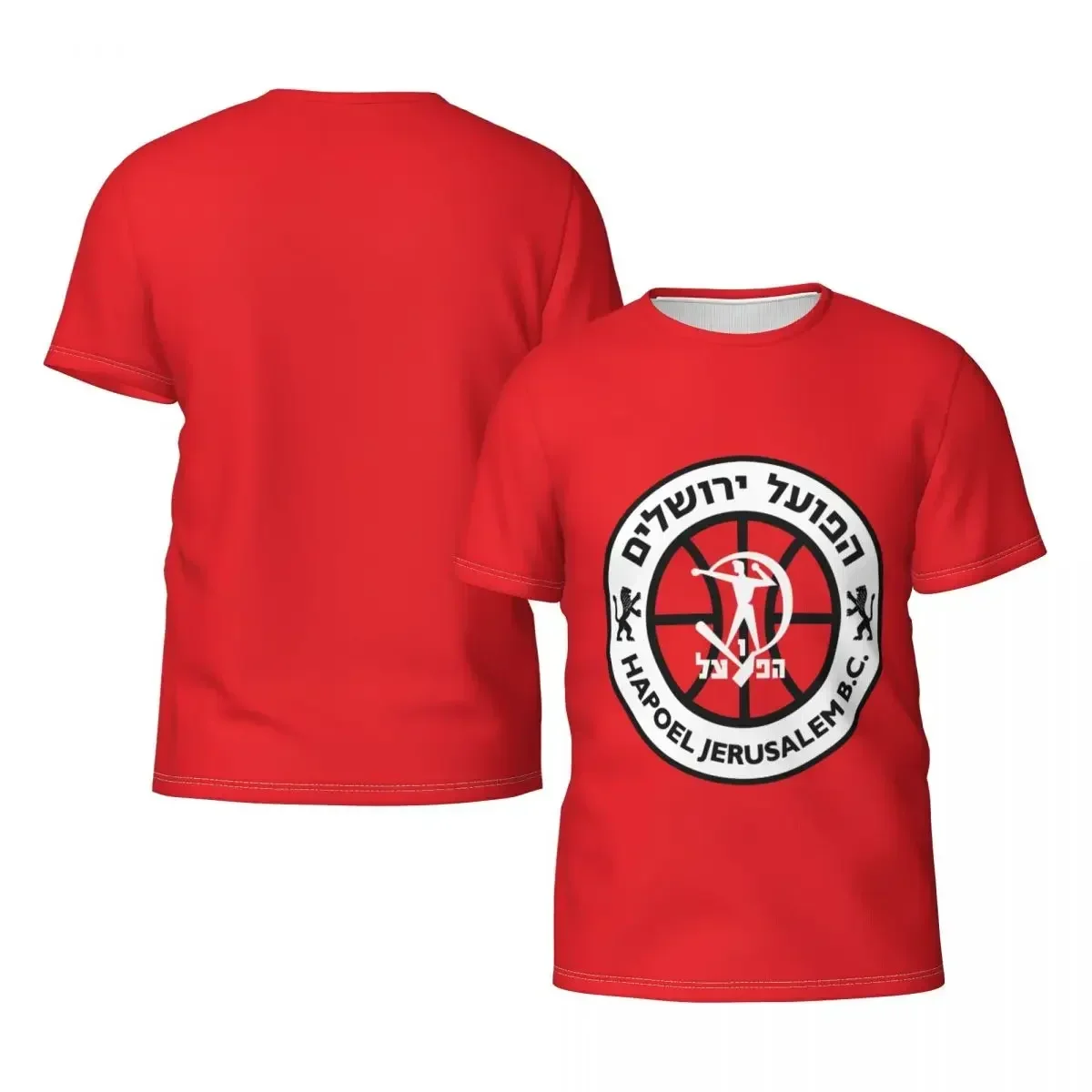 Hapoel Jerusalem Basketball Men's Athletic Cotton Classic Short Sleeve Crewneck T-Shirt Tee Shirt