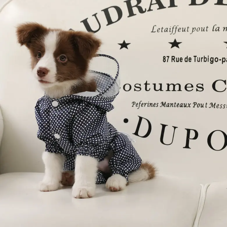 

Waterproof Dog Raincoat with Leash Hole, Cute Polka Dot Rain Jacket, Puppy Raincoat, Small and Medium Dogs