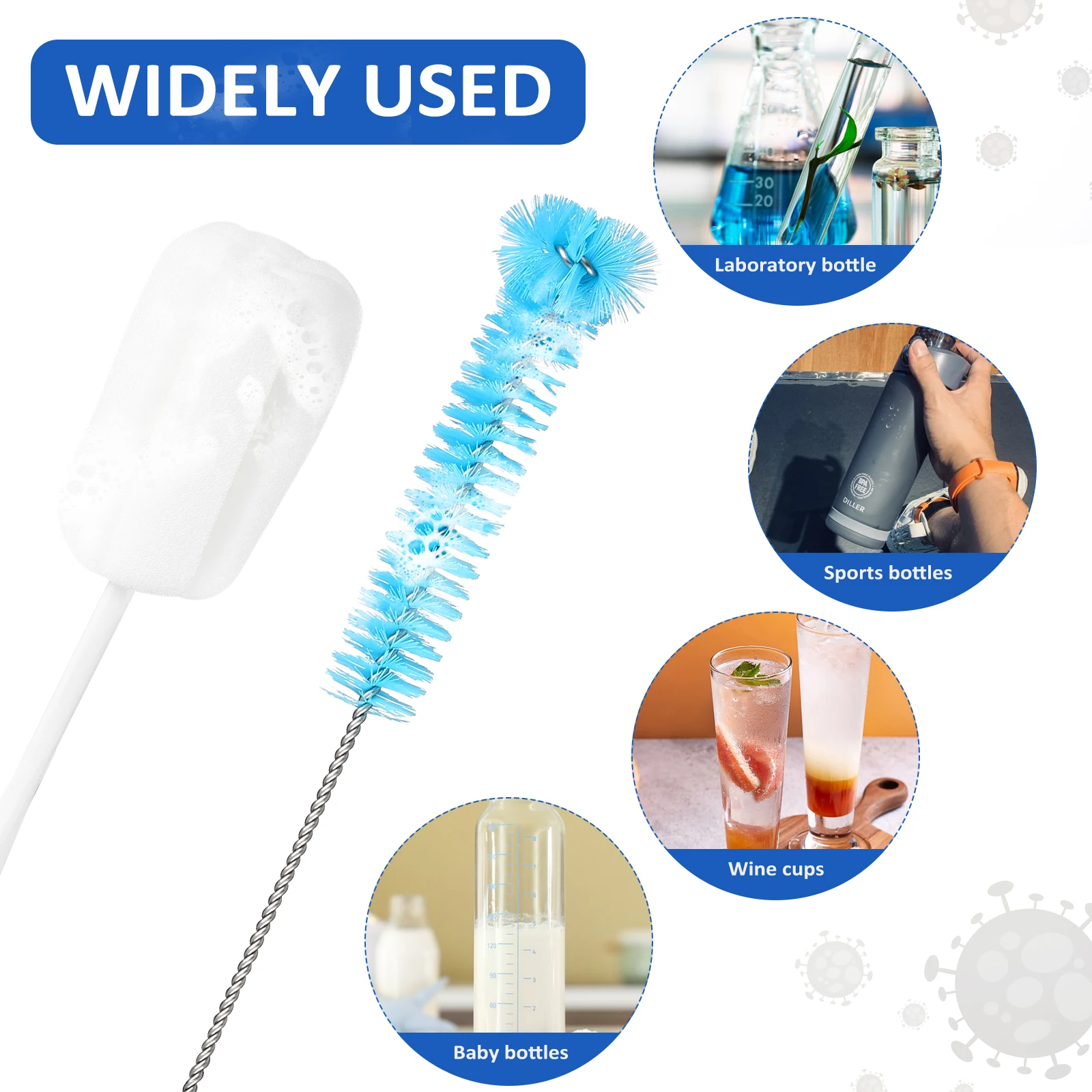

1 Set Cleaning Brush Kit Sponge Bottle Cup Brush Long Handle Nonslip Premium Material For Baby Bottles Wine Cups Sports Kettle