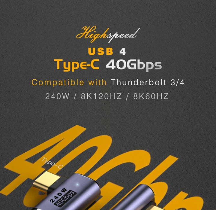 UGOURD USB4 Adapter USB C To USB C Thunderbolt 3/4 40Gbps OTG Extension Cable Adapter Type C Male To Female Converter For Laptop