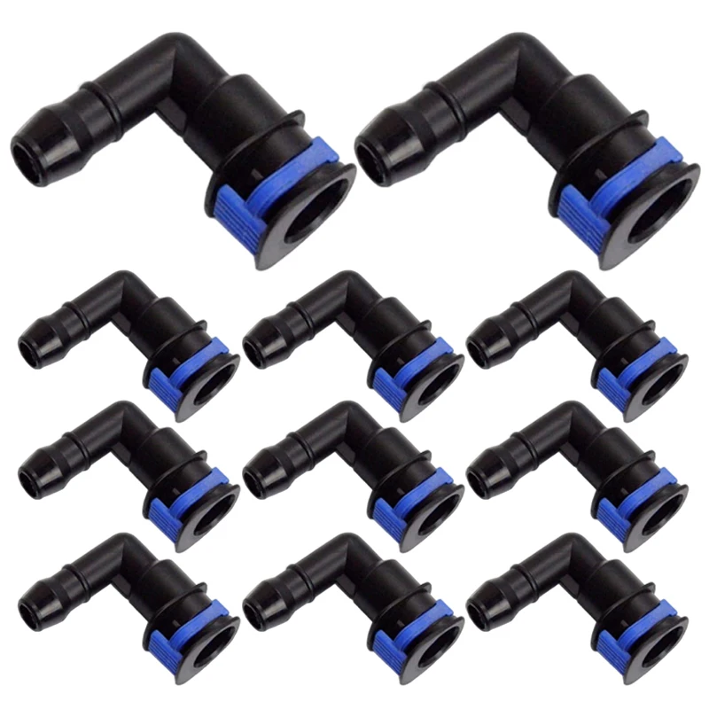12Pcs Car Headlight Cleaning Nozzle Spray Pipe Elbow Connector Quick Coupling For VW Audi 1J0955665E Automobile Accessories