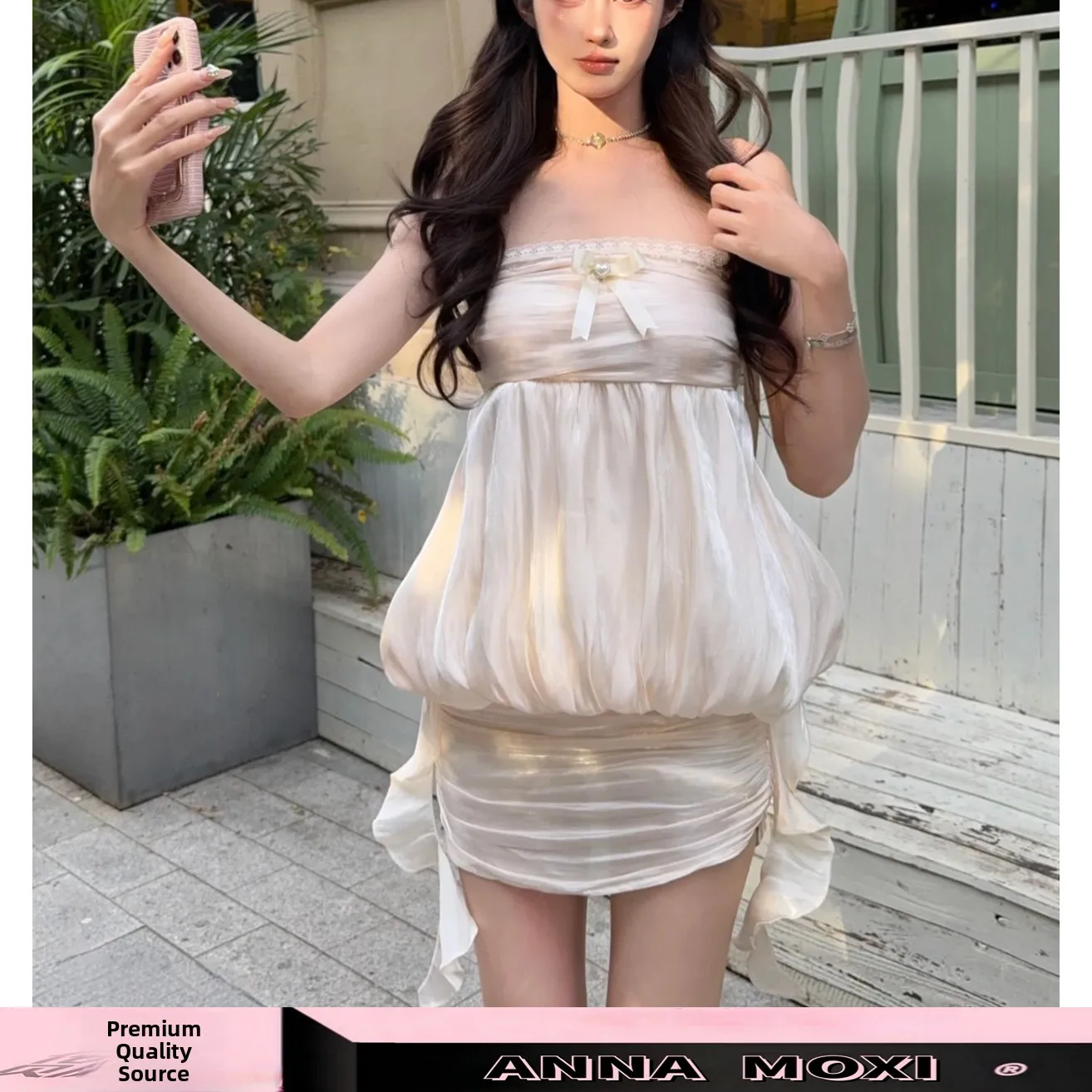 

Summer Beautiful Sensation Cream Roll Set Skirt Two Piece Set Women Summer Bloom Top Butt Covering Skirt Fashionable Ensemble