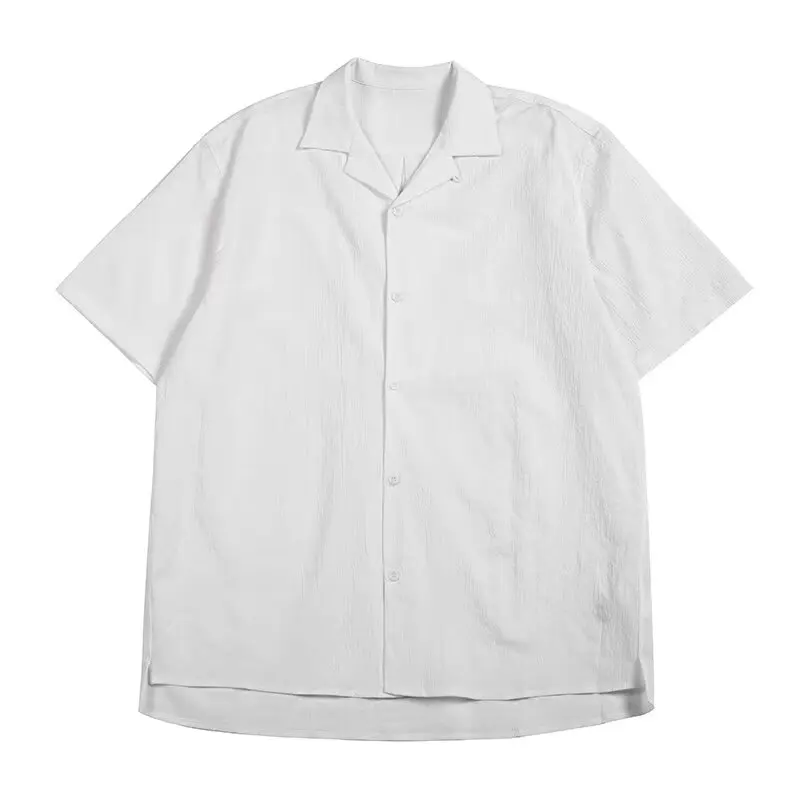 Cuello cubano suelto ort Sve Blanco irt Jaet Verano f Sve Faion Top para hombres Jóvenes ular Sle Treaent sin hierro