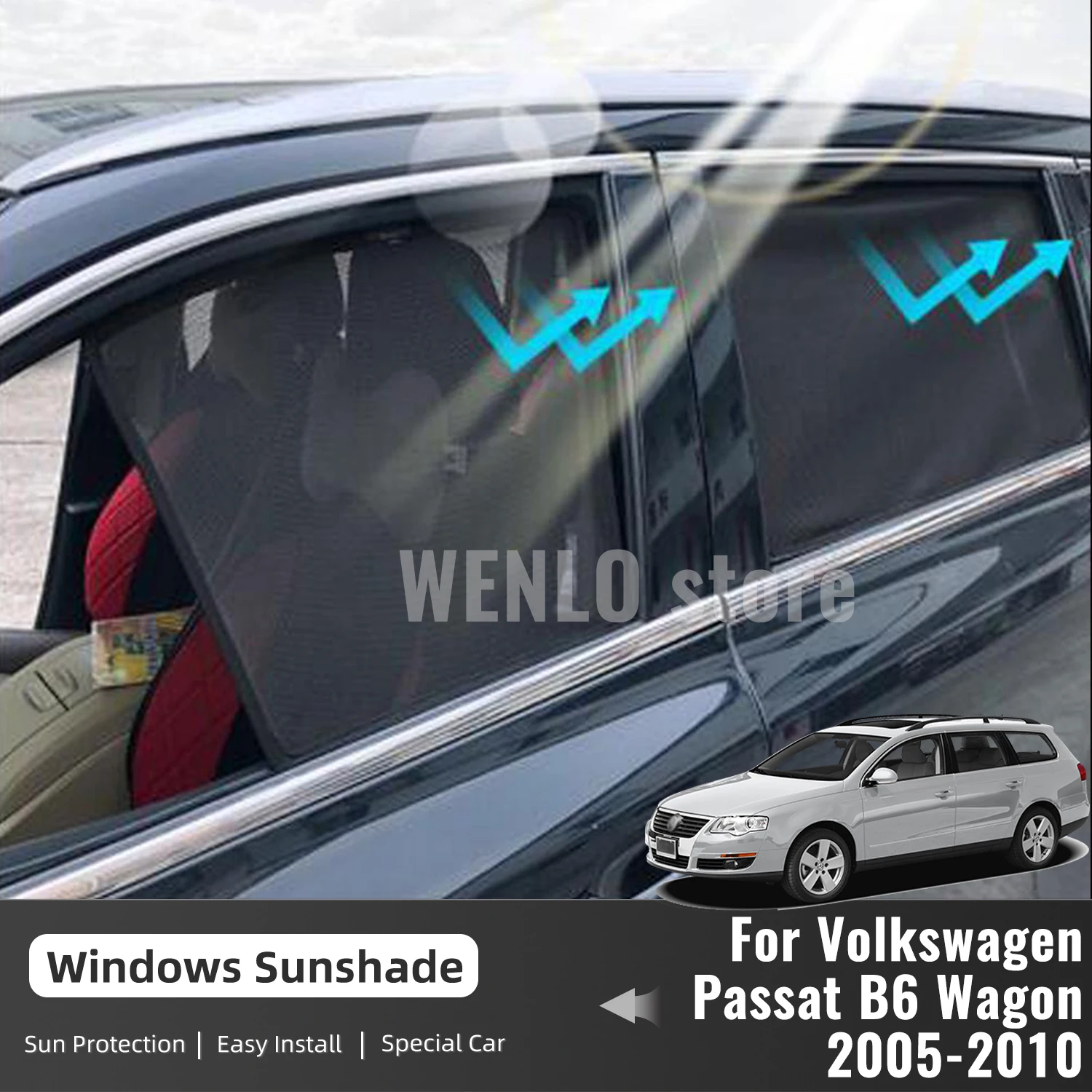 

For Volkswagen VW Passat B6 Wagon Variant 2005-2010 Car Sunshade Magnetic Front Rear Windshield Curtain Side Window Sun Shade