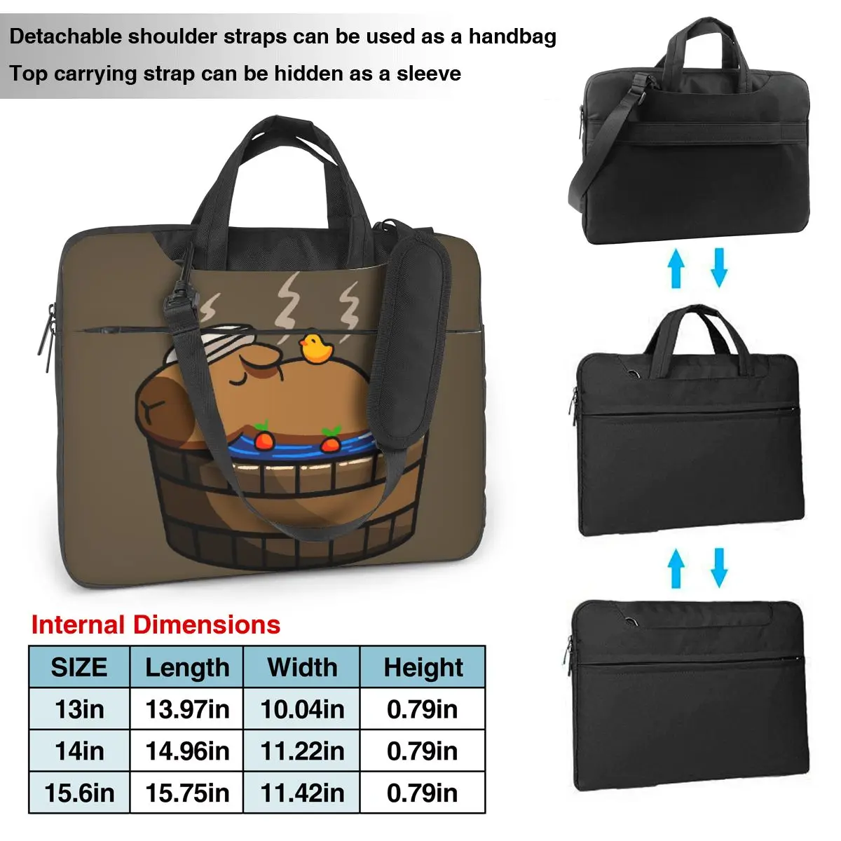 Capybara Animal Pattern Laptop Bag Protective Case Computer Bag 13 14 15.6 Inch Crossbody Laptop Pouch For Macbook Pro Air