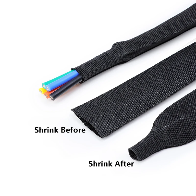 1/5/10/50M Heat Shrink Braided Sleeving Dia 4mm - 30mm Auto Car Wire Wrap Sheath Insulated Tube Line Protection PET Cable Sleeve