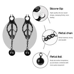 Weighed Ball Nipple Clamp Slave Stimulator With Metal Ball Weight Breast Bondage Restraint Sex Toys Adult Game Supplies