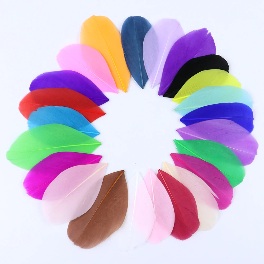 50pcs Floating Head Feathers Natural Goose Feather DIY Wedding Jewelry Decoration 22 Colors Plumes Craft Decoration Material