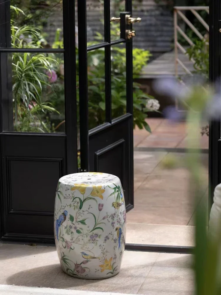 Ice cracked ceramic drum stool glaze multicolored new Chinese seat pier edge few
