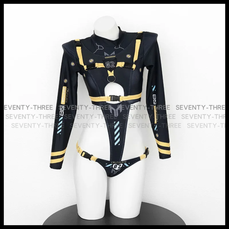 Dark Cyber Copslay Costume Mechanical Printing Bodysuit Women Sexy Zentai Suit Tights Jumpsuit Underwear Halloween Party Clothes