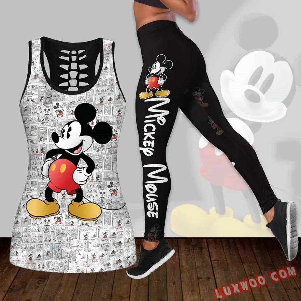 

Disney Stitch Women's Hollow Tanktop Leggings Yoga Set Summer Fitness Leggings Tracksuit Disney Cutout Tank Top Leggings Set2025