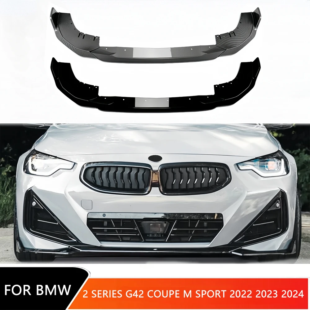 

For BMW 2 Series G42 Coupe M Sport 2022 2023 2024 Car Front Bumper Spoiler Canard Lip Splitter Carbon Look Diffuser Body Kits