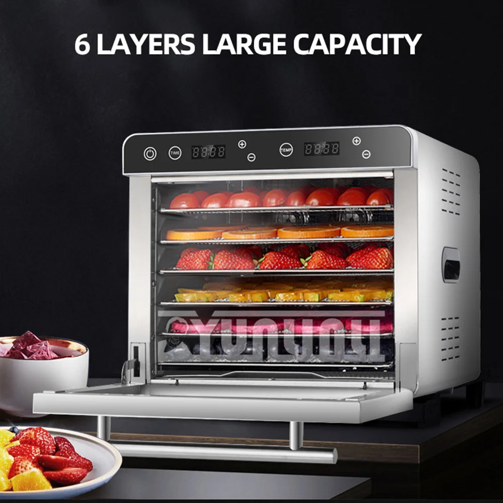 6 Layers Vegetable Meat Dryer Stainless Steel Fruit Dryer Machine Automatic Food Dehydrator Deshidratadora De Alimentos