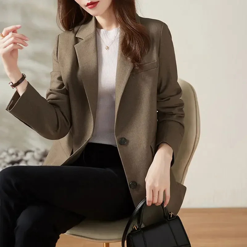 

Loose Solid Women's Blazers Brown Clothing Female Coats and Jackets Outerwear Korean Reviews Many Clothes Outdoor Winter 2024