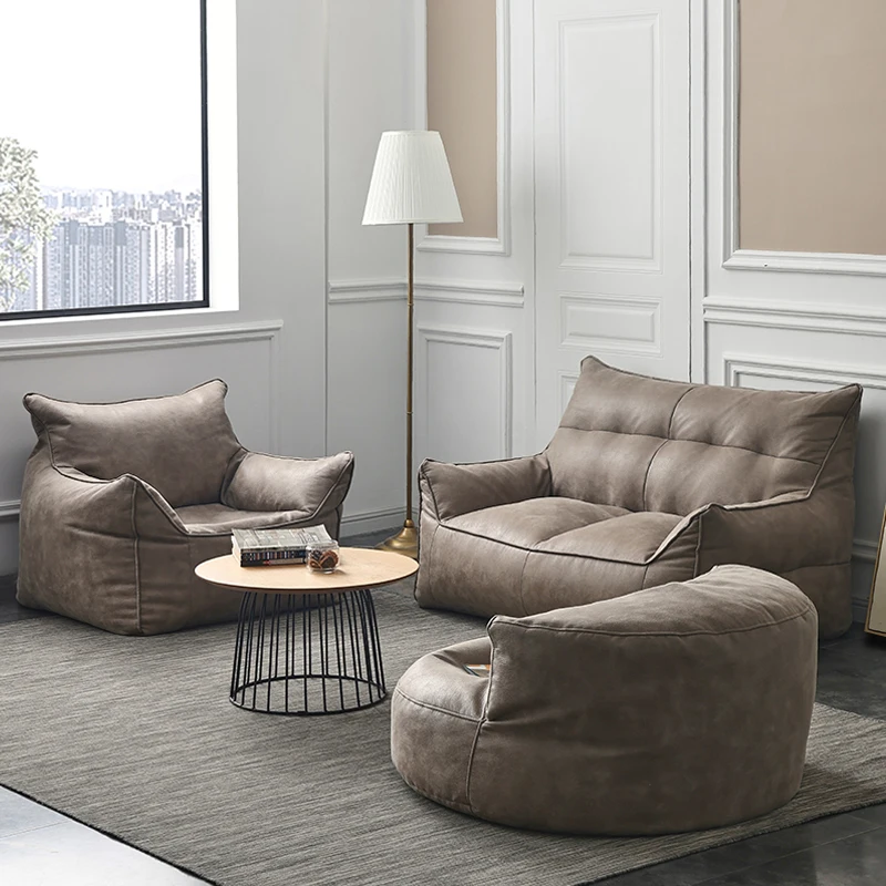 Conjunto de sofás de estilo nórdico para decoración del hogar, cómodos Puffs para dormitorio, grandes y acogedores, modernos