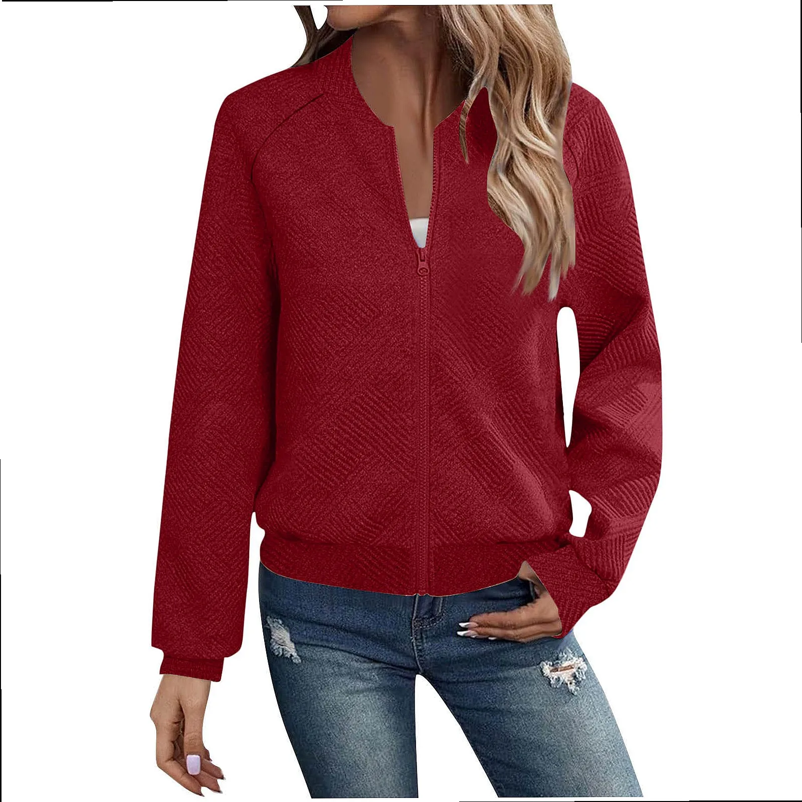 Tweed Zip Baseball Jackets, Casual Blazer with Raglan Sleeves for Spring Summer, Trendy Outerwear