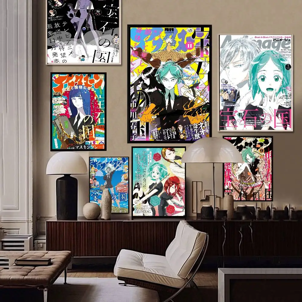 Anime Land of the Lustrous Vintage Posters Sticky Retro Kraft Paper Sticker DIY Room Bar Cafe Kawaii Room Decor