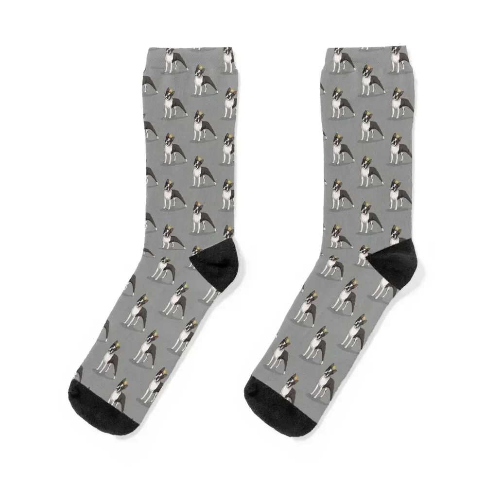 

Boston Terrier with crown Socks Climbing with print hiking Sports Woman Socks Men's