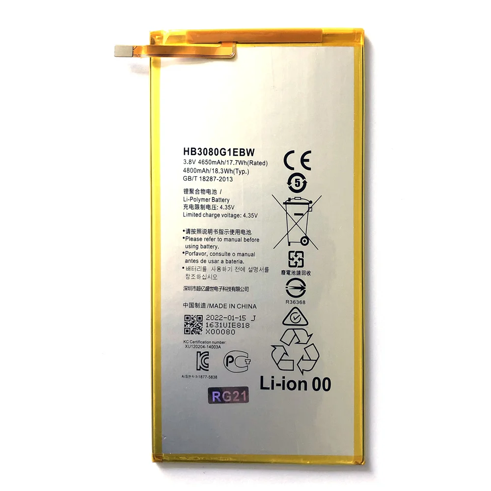 Genuine HB3080G1EBW 4800mAh Battery For Huawei MediaPad T3 10.0 M2 M1 8.0 M2-801L M2-801W M2-802L M2-803L S8 701u Honor S8-701W