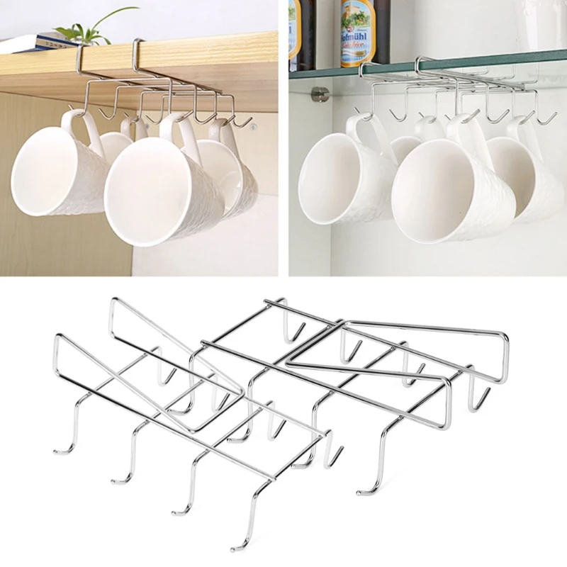 Stainless Steel Kitchen Rack Hanging Coffee Tea Cup Mug Holder Storage Drosphip