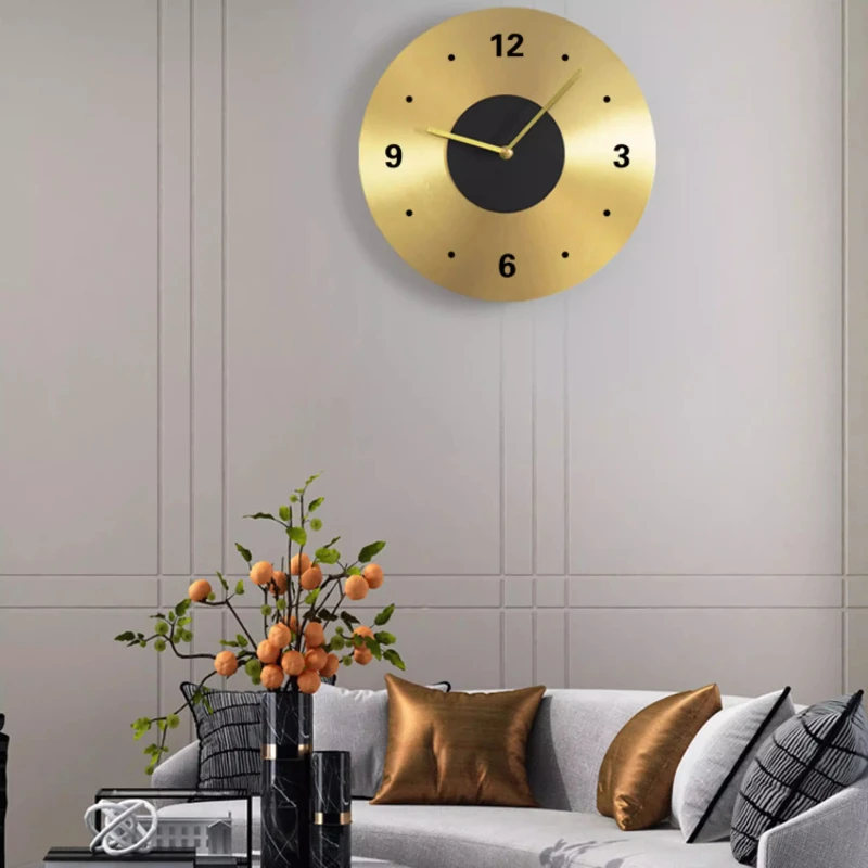 Relojes de pared minimalistas creativos, relojes de pared modernos de cobre puro de alta gama, diseño sencillo, decoración del hogar, Orologi Da Parete ZY40BGZ