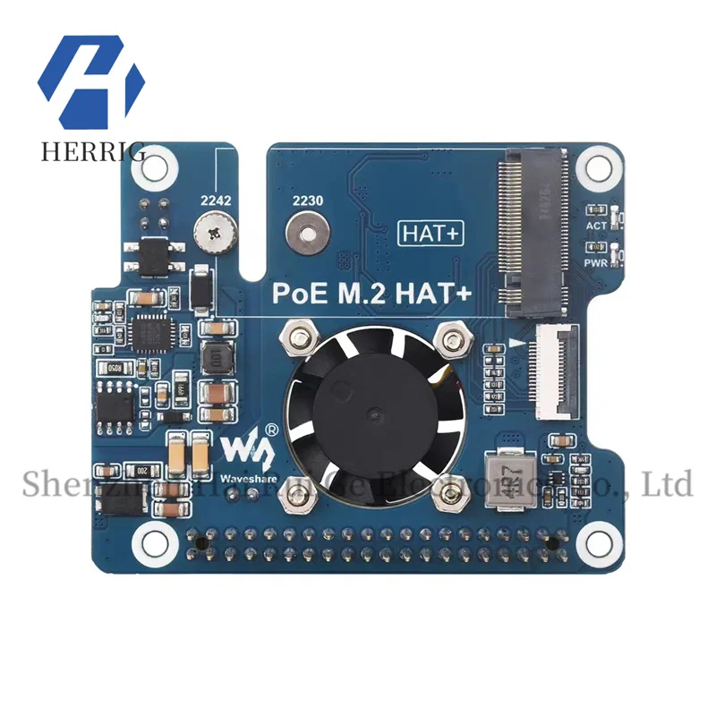 

Raspberry Pi 5 PCIe to M.2 Interface NVMe Protocol PoE Ethernet Expansion Board HAT with Cooling Fan