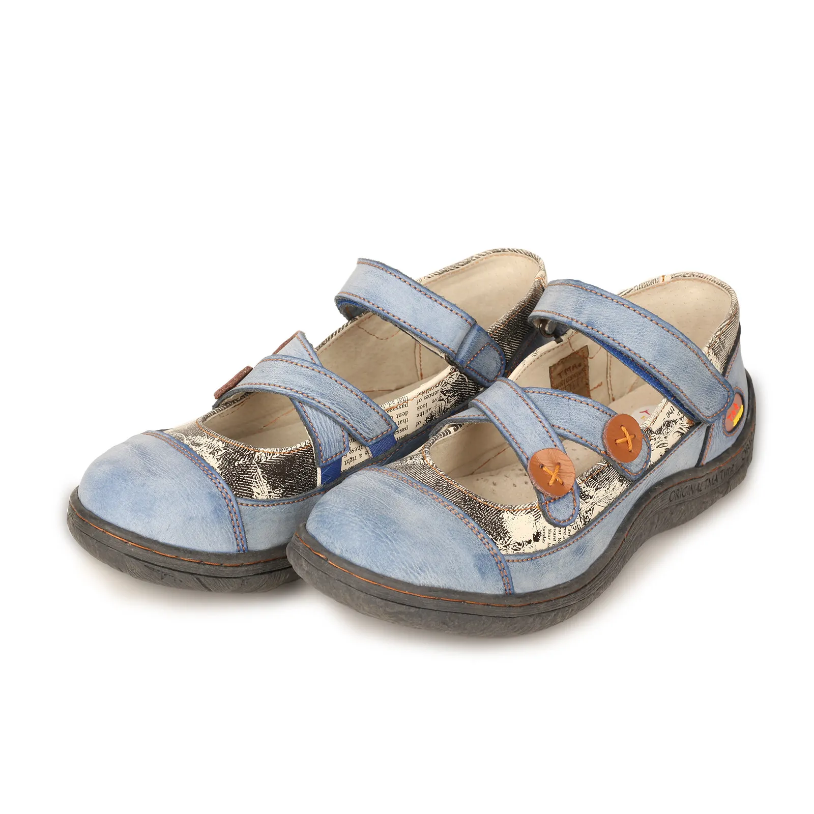 2026 New Y2K Vintage Preppy‑Style Flat Shoes, Criss‑Cross Button Straps PU Leather Sweet American Retro Street Fashion Footwear
