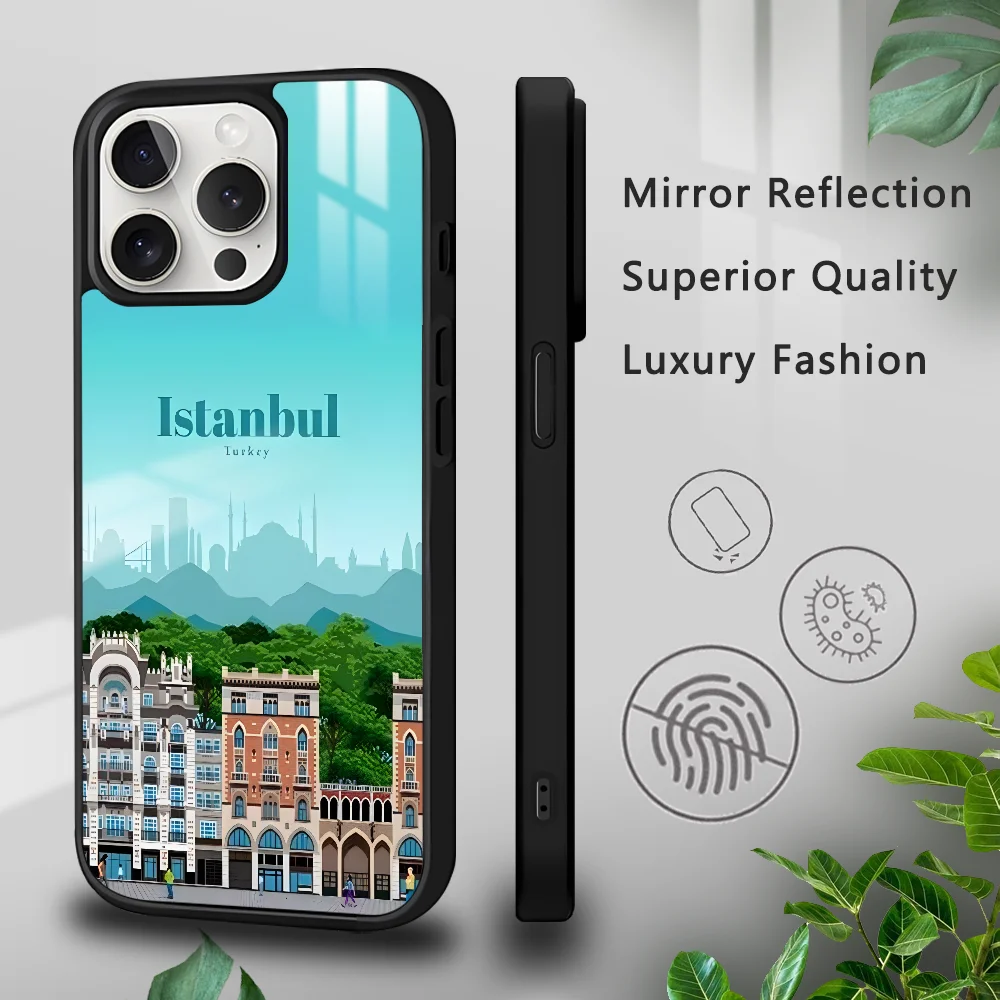 Turkey Istanbul Sceneary Phone Case For iPhone 16 15 14 13 12 11 Pro Xs Max Mini Plus Celulares Hard Funda